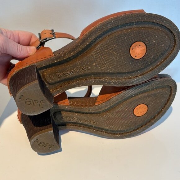 Art THE ART COMPANY Burnt Orange Open Toe Leather High Heels Mary Janes 38 / 8 - Picture 8 of 12